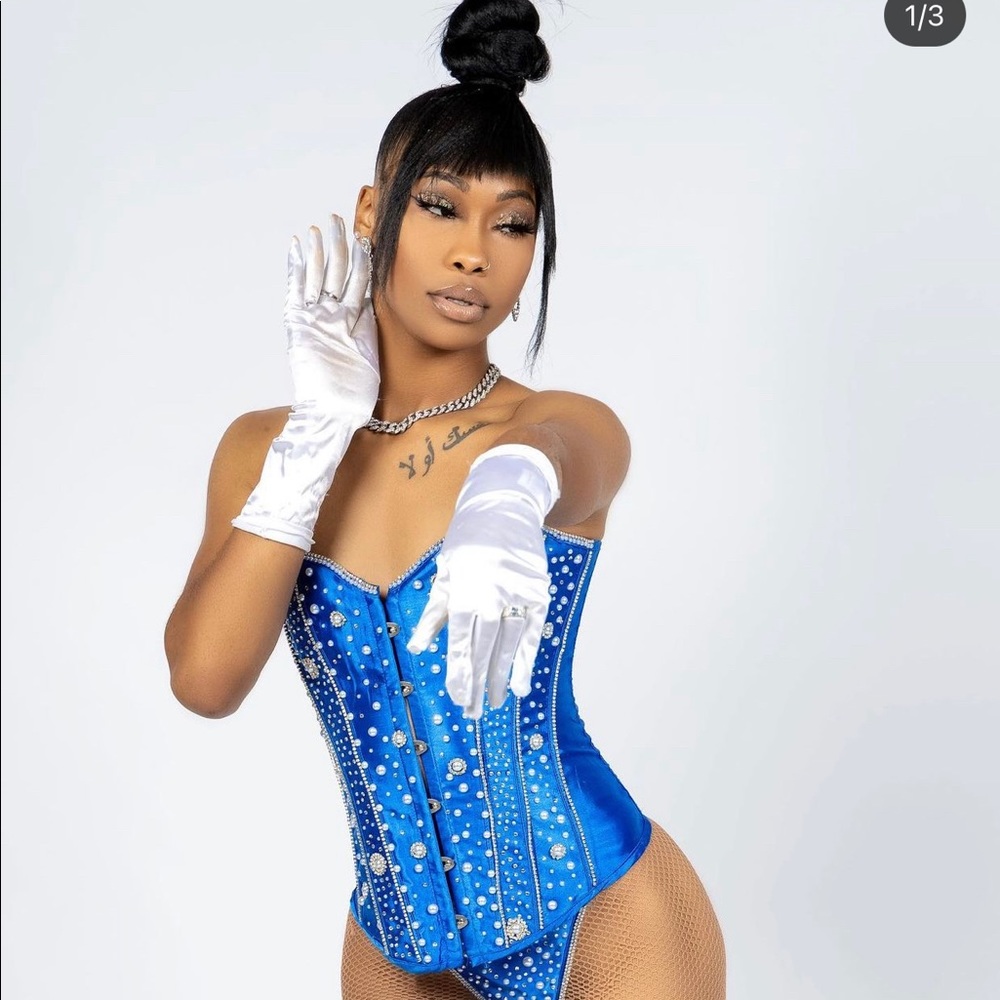 Blue bustier corset top